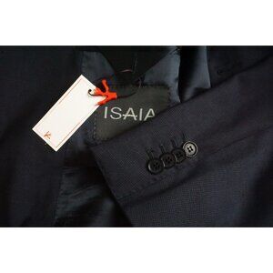 Isaia Blue Black Plaid Wool 2 Pc Suit Jacket Pants 44R Brand New Tags